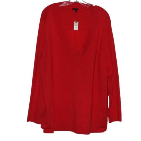 Talbots Women's Size 3X Red V-Neck Tight Knit Pullover Sweater NWT - Picture 1 of 5